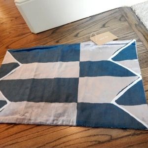 West Elm Velvet Pillow Cover 21x12  Abstract  Turquoise / Gray  NEW